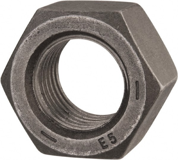 Value Collection - 1-1/4 - 7 UNC Steel Left Hand Hex Nut - 1-7/8" Across Flats, 1-1/16" High, Uncoated - Exact Tooling