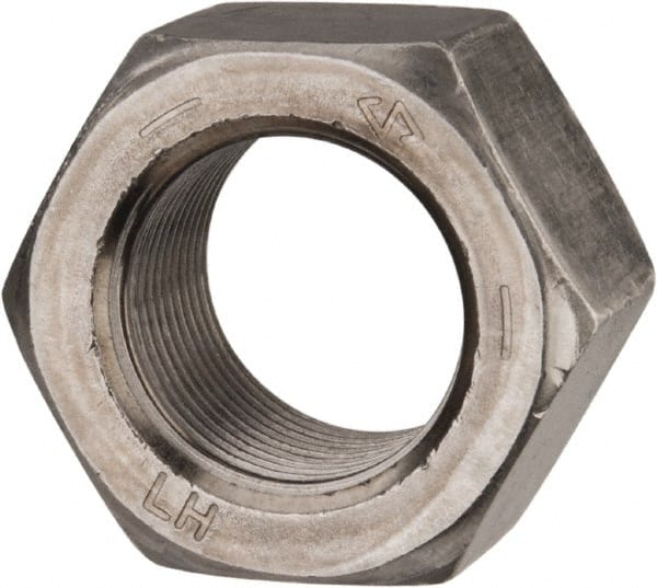 Value Collection - 1-14 UNF Steel Left Hand Hex Nut - 1-1/2" Across Flats, 55/64" High, Uncoated - Exact Tooling