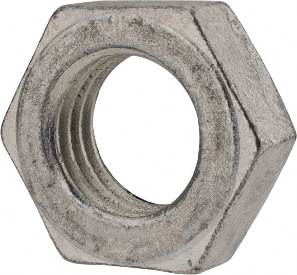 Value Collection - 1-1/8 - 7 UN Steel Right Hand Hex Jam Nut - 2-1/4" Across Flats, 27/32" High, Zinc-Plated Finish - Exact Tooling