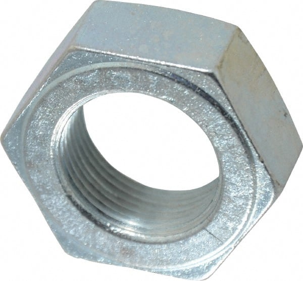 Value Collection - 1-1/4 - 12 UN Steel Right Hand Hex Jam Nut - 1-7/8" Across Flats, 23/32" High, Zinc-Plated Finish - Exact Tooling
