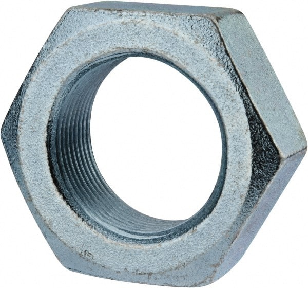 Value Collection - 1-1/2 - 12 UN Steel Right Hand Hex Jam Nut - 2-1/4" Across Flats, 27/32" High, Zinc-Plated Finish - Exact Tooling