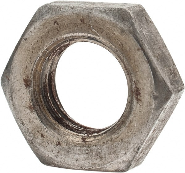 Value Collection - 7/16-14 UNC Steel Left Hand Hex Jam Nut - 11/16" Across Flats, 1/4" High, Uncoated - Exact Tooling