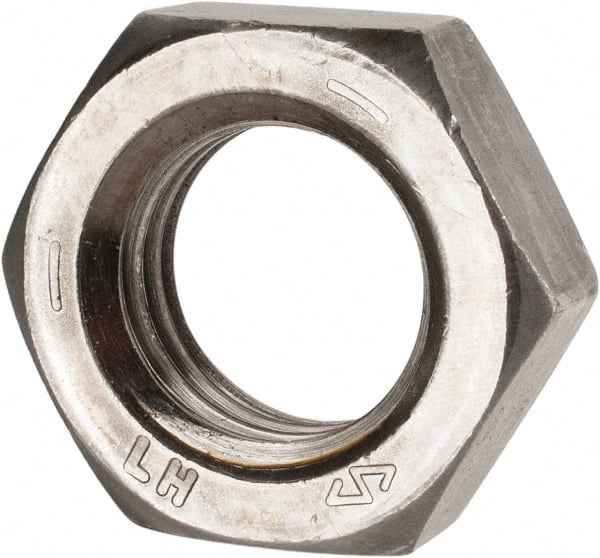 Value Collection - 1-8 UNC Steel Left Hand Hex Jam Nut - 1-1/2" Across Flats, 35/64" High, Uncoated - Exact Tooling