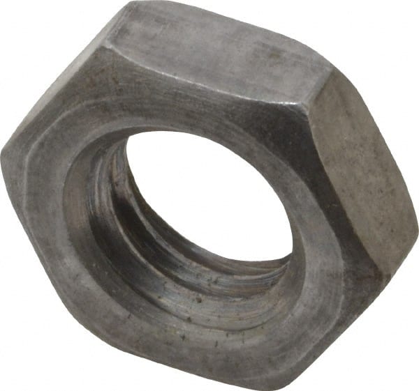 Value Collection - 7/16-14 UNC Steel Right Hand Hex Jam Nut - 11/16" Across Flats, 1/4" High, Uncoated - Exact Tooling