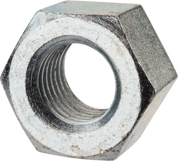 Value Collection - 1-1/8 - 7 UNC Steel Right Hand Heavy Hex Nut - 1-13/16" Across Flats, 1-7/64" High, Zinc-Plated Finish - Exact Tooling