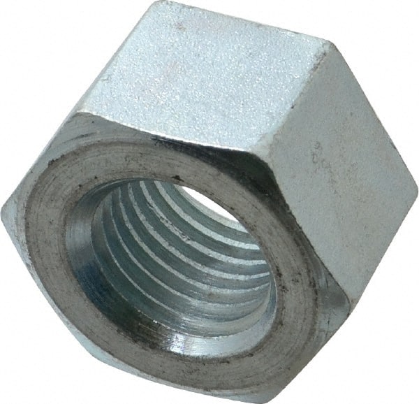 Value Collection - 1-1/4 - 7 UNC Steel Right Hand Heavy Hex Nut - 2" Across Flats, 1-7/32" High, Zinc-Plated Finish - Exact Tooling