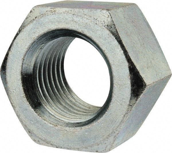 Value Collection - 1-1/2 - 6 UNC Steel Right Hand Heavy Hex Nut - 2-3/8" Across Flats, 1.4688" High, Zinc-Plated Finish - Exact Tooling