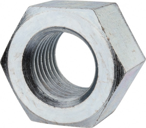 Value Collection - 1-3/4 - 5 UNC Steel Right Hand Heavy Hex Nut - 2-3/4" Across Flats, 1-23/32" High, Zinc-Plated Finish - Exact Tooling