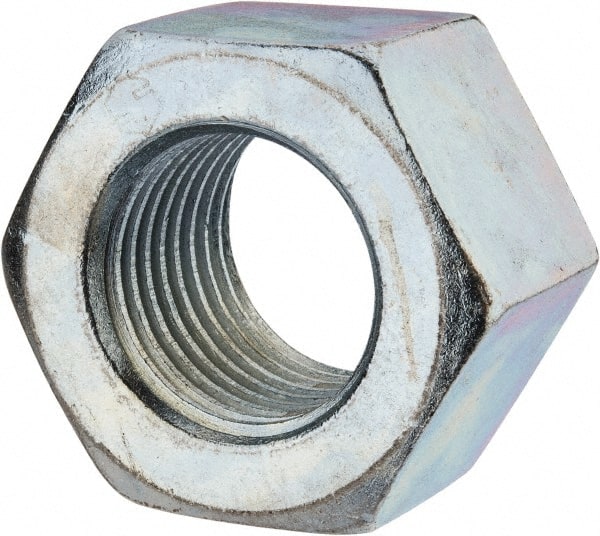 Value Collection - 2-1/2 - 4 UNC Steel Right Hand Heavy Hex Nut - 3-1/2" Across Flats, 2-13/64" High, Zinc Clear Finish - Exact Tooling