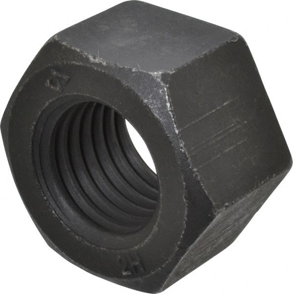 Value Collection - 1-8 UNC Steel Right Hand Heavy Hex Nut - 1-5/8" Across Flats, 63/64" High, Uncoated, 2B Class of Fit - Exact Tooling