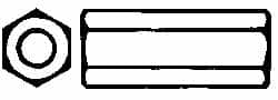 Value Collection - M16x2.00 Metric Coarse, 48mm OAL Steel Standard Coupling Nut - Zinc-Plated Finish, 24mm Width Across Flats, 26.75mm Width Across Points - Exact Tooling