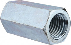 Value Collection - 1-1/8 - 7 UNC, 3" OAL Steel Standard Coupling Nut - Zinc-Plated Finish, 1-1/2" Width Across Flats - Exact Tooling