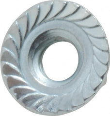 Value Collection - 1/4-20, 19/32" Flange Diam, Serrated Flange Nut - Grade Grade 2 Steel, Zinc-Plated Finish, 0.236" Flange Height - Exact Tooling