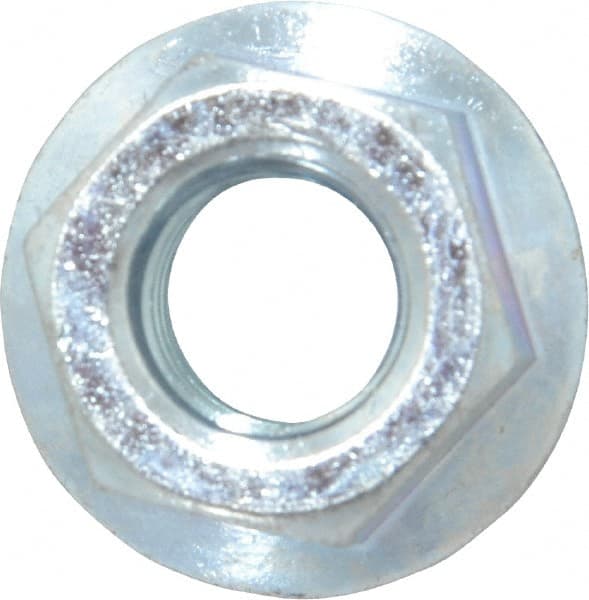 Value Collection - 7/16-14, 15/16" Flange Diam, Serrated Flange Nut - Grade Grade 2 Steel, Zinc-Plated Finish, 0.395" Flange Height - Exact Tooling