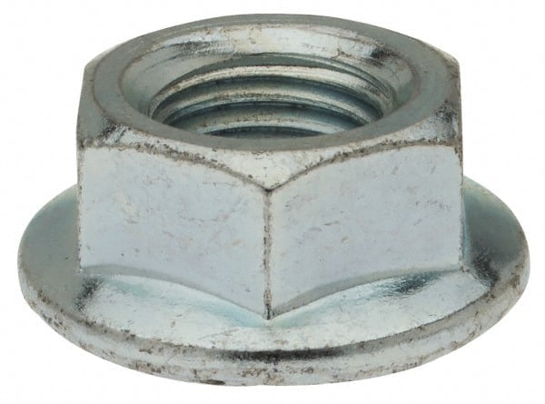 Value Collection - 7/16-20, 15/16" Flange Diam, Serrated Flange Nut - Grade Grade 2 Steel, Zinc-Plated Finish, 0.395" Flange Height - Exact Tooling