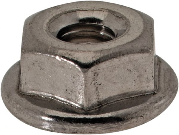Value Collection - #8-32, 15/32" Flange Diam, Serrated Flange Nut - Grade 18-8 Stainless Steel, 0.203" Flange Height - Exact Tooling