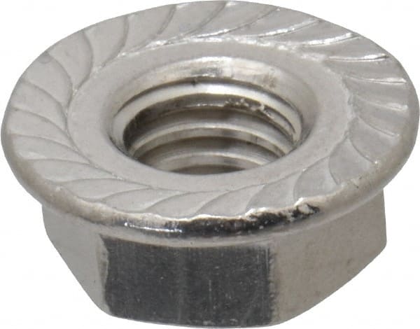 Value Collection - 5/16-18, 0.68" Flange Diam, Serrated Flange Nut - Grade 18-8 Stainless Steel, 0.283" Flange Height - Exact Tooling
