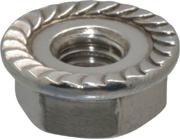 Value Collection - #10-32, 1/2" Flange Diam, Serrated Flange Nut - Grade 18-8 Stainless Steel, 7/32" Flange Height - Exact Tooling