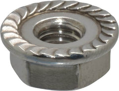Value Collection - #10-32, 1/2" Flange Diam, Serrated Flange Nut - Grade 18-8 Stainless Steel, 7/32" Flange Height - Exact Tooling