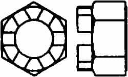 Value Collection - 5/16-24 UNF Grade 5 Steel Castle Locknut - 1/2" Width Across Flats, 21/64" High, Uncoated - Exact Tooling