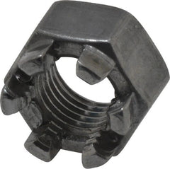 Value Collection - 3/8-24 UNF Grade 5 Steel Castle Locknut - 9/16" Width Across Flats, 13/32" High, Uncoated - Exact Tooling