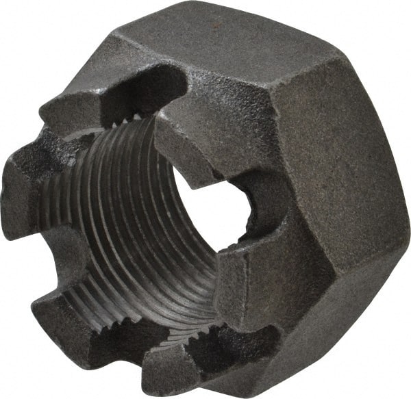Value Collection - 1-1/4 - 12 UNF Grade 5 Steel Castle Locknut - 1-7/8" Width Across Flats, 1-1/4" High, Uncoated - Exact Tooling