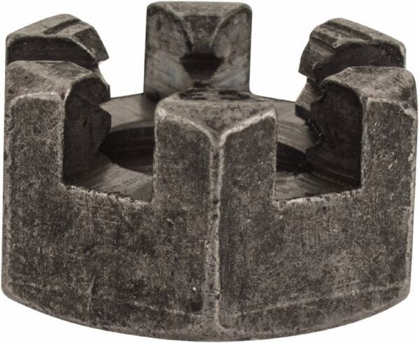 Value Collection - 3/8-16 UNC Grade 2 Steel Slotted Locknut - 9/16" Width Across Flats, 21/64" High, Uncoated - Exact Tooling
