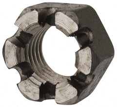 Value Collection - 1-8 UNC Grade 2 Steel Slotted Locknut - 1-1/2" Width Across Flats, 55/64" High, Uncoated - Exact Tooling