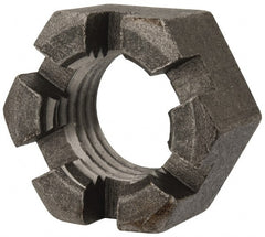 Value Collection - 1-1/8 - 7 UNC Grade 2 Steel Slotted Locknut - 1-11/16" Width Across Flats, 29/32" High, Uncoated - Exact Tooling