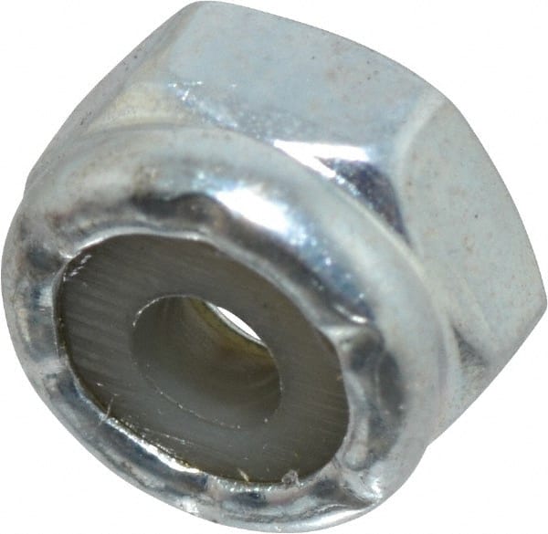 Value Collection - #4-40 UNC Grade 2 Hex Lock Nut with Nylon Insert - 1/4" Width Across Flats, 5/32" High, Zinc-Plated Finish - Exact Tooling