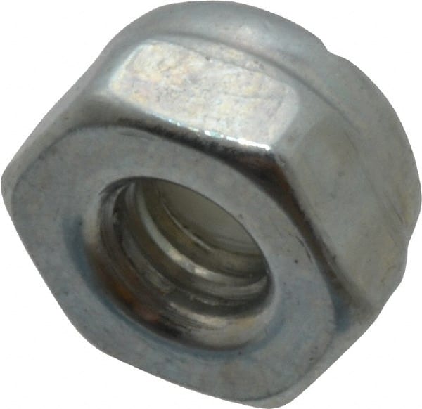 Value Collection - #5-40 UNC Grade 2 Hex Lock Nut with Nylon Insert - 1/4" Width Across Flats, 5/32" High, Zinc-Plated Finish - Exact Tooling