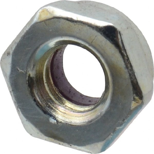 Value Collection - 1/4-20 UNC Grade 2 Hex Jam Lock Nut with Nylon Insert - 7/16" Width Across Flats, 7/32" High, Zinc-Plated Finish - Exact Tooling