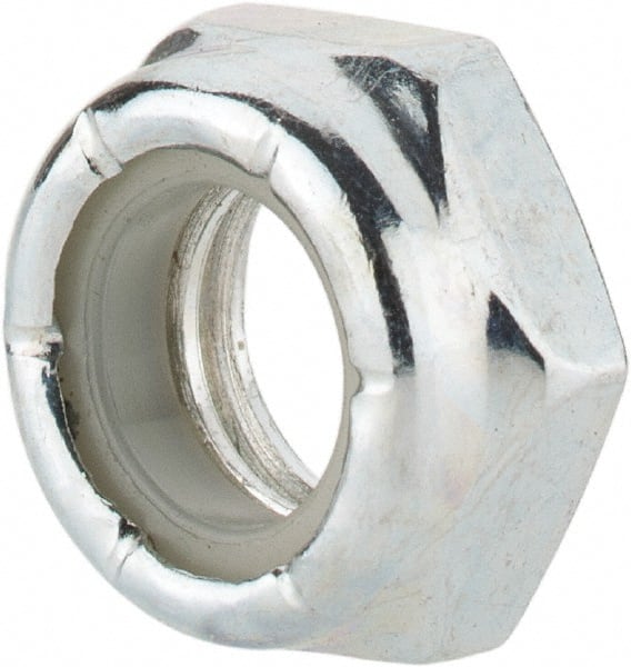 Value Collection - 3/8-16 UNC Grade 2 Hex Jam Lock Nut with Nylon Insert - 9/16" Width Across Flats, 9/32" High, Zinc-Plated Finish - Exact Tooling