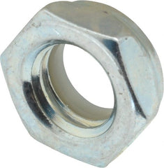 Value Collection - 1/2-13 UNC Grade 2 Hex Jam Lock Nut with Nylon Insert - 3/4" Width Across Flats, 21/64" High, Zinc-Plated Finish - Exact Tooling