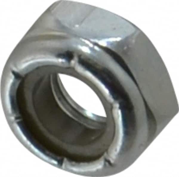 Value Collection - 1/4-28 UNF Grade 2 Hex Jam Lock Nut with Nylon Insert - 7/16" Width Across Flats, 7/32" High, Zinc-Plated Finish - Exact Tooling