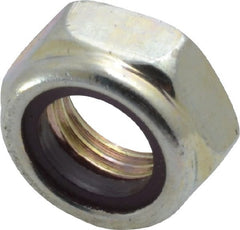 Value Collection - 3/8-24 UNF Grade 2 Hex Jam Lock Nut with Nylon Insert - 9/16" Width Across Flats, 9/32" High, Zinc-Plated Finish - Exact Tooling