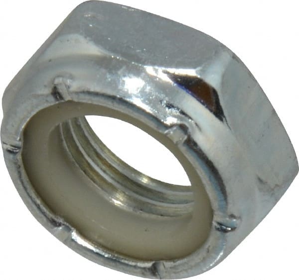 Value Collection - 1/2-20 UNF Grade 2 Hex Jam Lock Nut with Nylon Insert - 3/4" Width Across Flats, 21/64" High, Zinc-Plated Finish - Exact Tooling