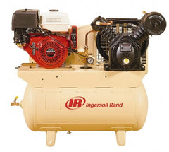 Ingersoll-Rand - 13 HP Two Stage Gas Engine Air Compressor - Honda Engine, Horizontal Configuration, 30 Gallon, 19 CFM, 175 Max psi - Exact Tooling
