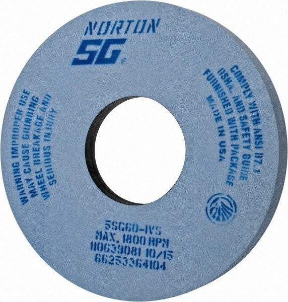 Norton - 14" Diam x 5" Hole x 1-1/2" Thick, I Hardness, 60 Grit Surface Grinding Wheel - Ceramic, Type 5, Medium Grade, 1,800 Max RPM, Vitrified Bond, One-Side Recess - Exact Tooling