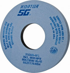 Norton - 14" Diam x 5" Hole x 1-1/2" Thick, I Hardness, 60 Grit Surface Grinding Wheel - Ceramic, Type 5, Medium Grade, 1,800 Max RPM, Vitrified Bond, One-Side Recess - Exact Tooling