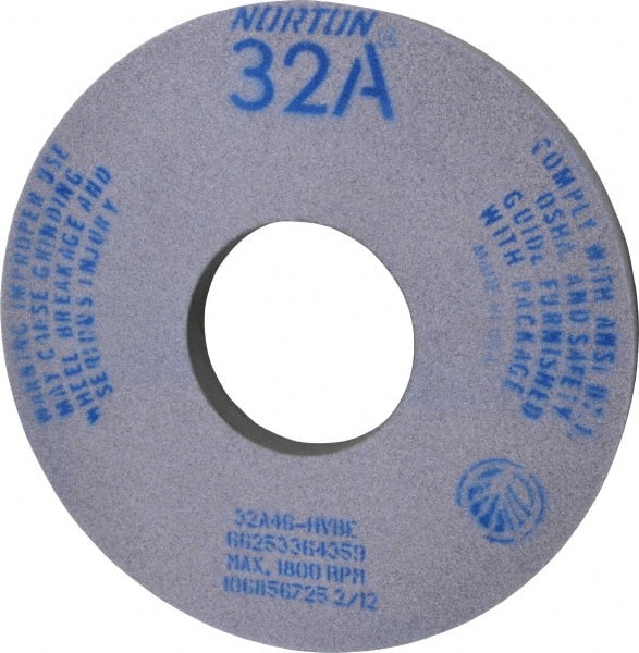 Norton - 14" Diam x 5" Hole x 1-1/2" Thick, H Hardness, 46 Grit Surface Grinding Wheel - Aluminum Oxide, Type 5, Coarse Grade, 1,800 Max RPM, Vitrified Bond, One-Side Recess - Exact Tooling