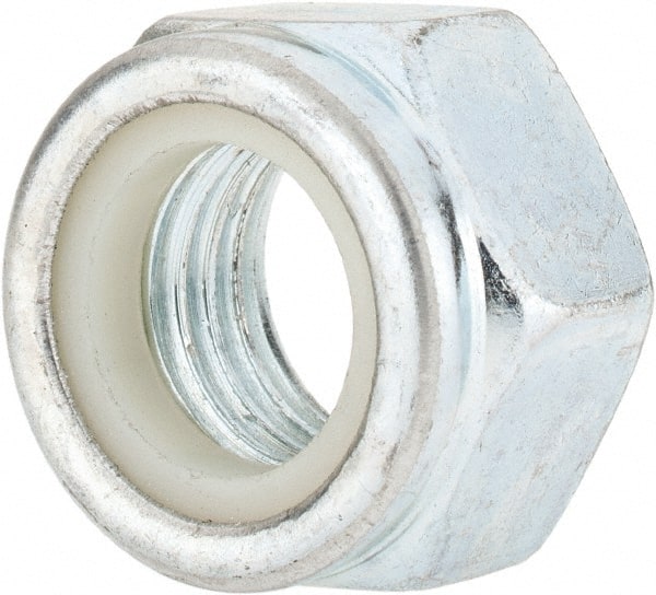 Value Collection - M20x2.50 Metric Coarse Grade 8 Hex Lock Nut with Nylon Insert - 20mm High, Zinc-Plated Finish - Exact Tooling