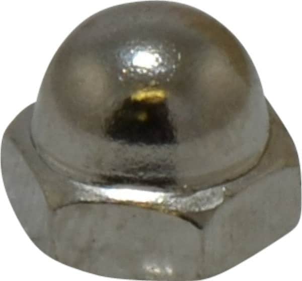 Value Collection - #6-32 UNC, 5/16" Width Across Flats, Nickel Plated, Steel Acorn Nut - 1/4" Overall Height, Grade 2 - Exact Tooling