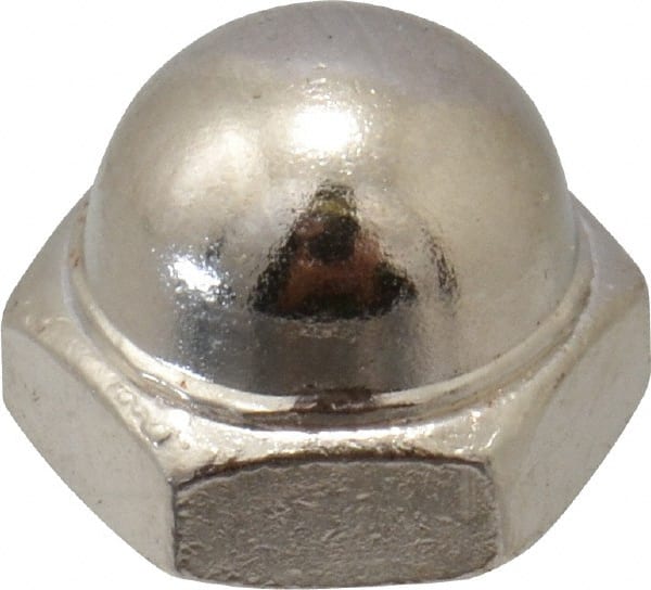 Value Collection - #8-32 UNC, 5/16" Width Across Flats, Nickel Plated, Steel Acorn Nut - 1/4" Overall Height, Grade 2 - Exact Tooling