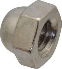 Value Collection - 3/8-16" UNC, 5/8" Width Across Flats, Nickel Plated, Steel Acorn Nut - 27/64" Overall Height, Grade 2 - Exact Tooling