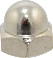 Value Collection - 7/16-14" UNC, 5/8" Width Across Flats, Nickel Plated, Steel Acorn Nut - 11/16" Overall Height, Grade 2 - Exact Tooling