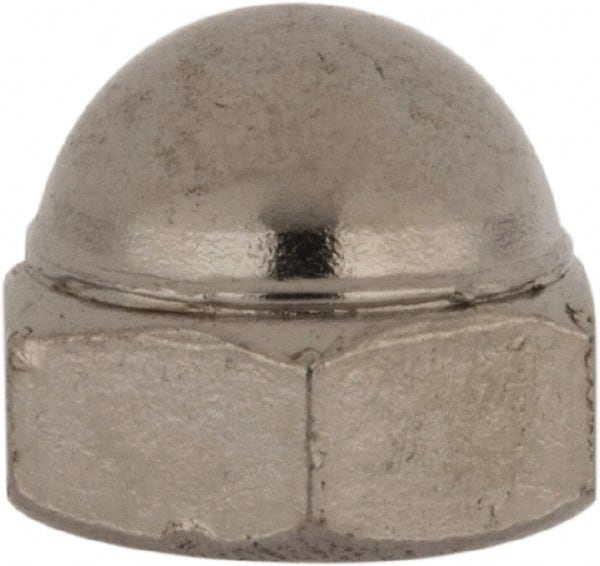 Value Collection - 1/4-28" UNF, 7/16" Width Across Flats, Nickel Plated, Steel Acorn Nut - 21/64" Overall Height, Grade 2 - Exact Tooling