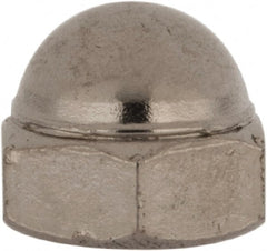 Value Collection - 1/4-28" UNF, 7/16" Width Across Flats, Nickel Plated, Steel Acorn Nut - 21/64" Overall Height, Grade 2 - Exact Tooling