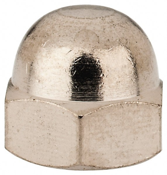 Value Collection - #10-32 UNF, 3/8" Width Across Flats, Nickel Plated, Brass Acorn Nut - 11/32" Overall Height - Exact Tooling