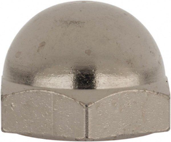 Value Collection - 7/16-20" UNF, 5/8" Width Across Flats, Nickel Plated, Brass Acorn Nut - 11/16" Overall Height - Exact Tooling